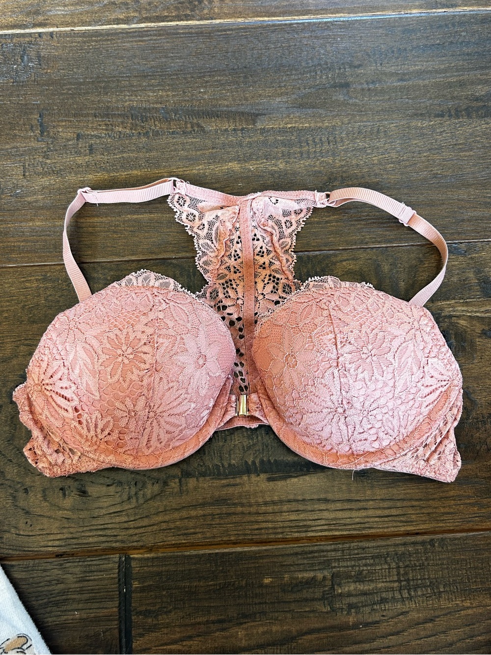 Auden Pink Lace Racerback Push-Up Bra